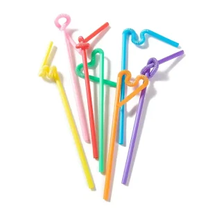 Artistic disposable plastic drinking straw