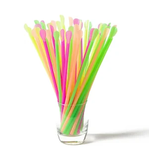 Colorful spoon drinking straws