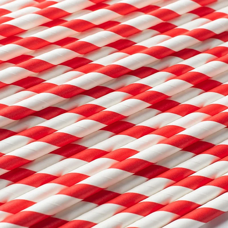 Paper Straws – Durable & Eco-Friendly in 10 Color Stripes – Rainbow Drinking Straws & Party Decoration Supplies